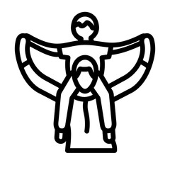 Dad and Son Vector Line Icon Design