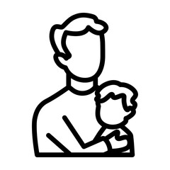 Father Hug Vector Line Icon Design