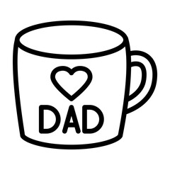 Best Dad Mug Vector Line Icon Design