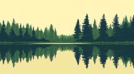 Obraz premium Tranquil forest reflected in a calm lake