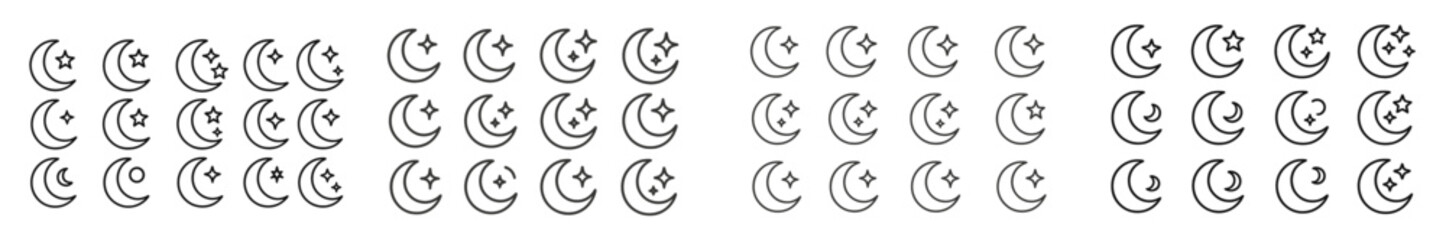 Creative pattern of crescent moons and stars designed for decorative use in cut paper art