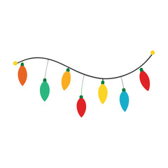 Fototapeta premium A christmas string of lights on the white background.eps