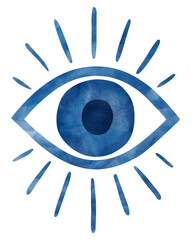 Watercolor Blue Evil Eye - transparent