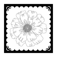 White lace doily with floral round pattern and pink blossom design