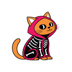 Skeleton cat vector illustration for Halloween spooky design projects  