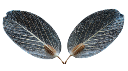 Two Translucent Dipterocarpaceae Winged Seeds Forming Heart Shape on Transparent Background