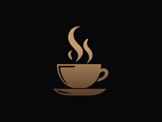 A steaming hot coffee cup with beans, a perfect symbol for a morning drink or cafe break vector logo 