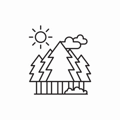 nature landscape forest trees sun clouds icon sign vector
