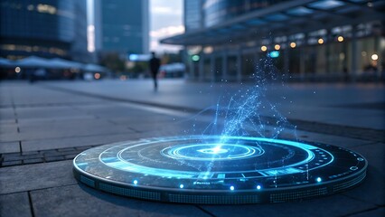 Futuristic Technology Vision Background with Digital Interface Elements