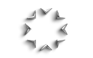 Abstract Shaped Silver Metallic element  On a transparant Background