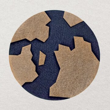 Earth cardboard cutout design animation isolated asset, transparent 4K video, alpha channel, ProRes 4444
