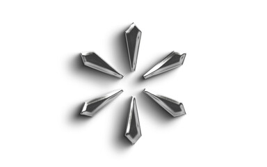 Abstract Metallic Silver Shaped  element Object On a transparant Background