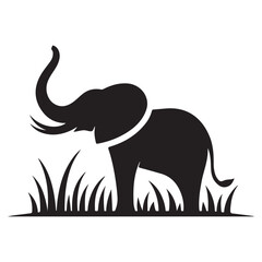 Majestic Black Elephant Silhouette Vector