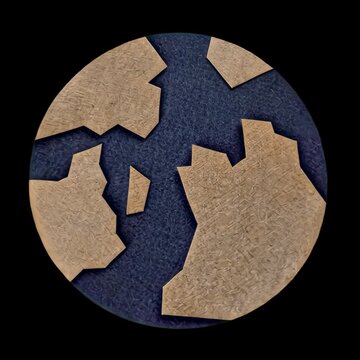 Earth cardboard cutout design animation isolated asset, transparent 4K video, alpha channel, ProRes 4444