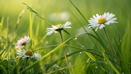 Chamomile Flowers in a Sunny Garden