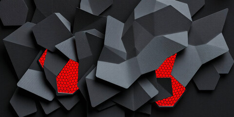 Abstract black grey metallic overlap red light hexagon mesh design modern luxury futuristic technology background vector illustration