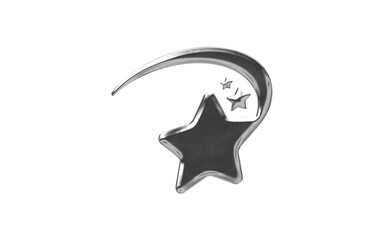 abstract chrome shape y2k star rounded element transparent background png