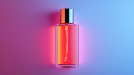Perfume day with fragrance and spray idea. Elegant perfume bottle with a colorful gradient background.