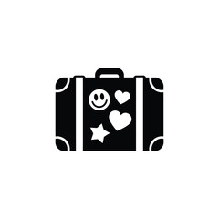 Suitcase with stickers vector silhouette