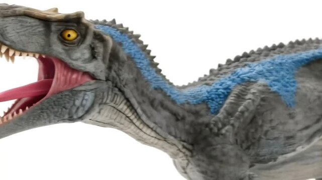 A digital illustration of a Velociraptor, specifically "Blue" from the Jurassic World movies. It depicts the dinosaur in a dynamic pose with its mouth open.