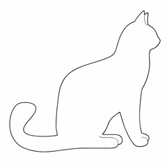 Cat coloring page simple and minimal line art illustration on white background