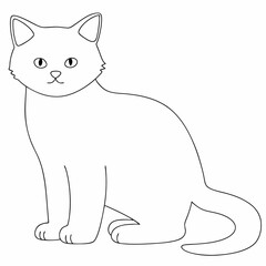 Cat coloring page simple and minimal line art illustration on white background
