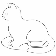 Cat coloring page simple and minimal line art illustration on white background