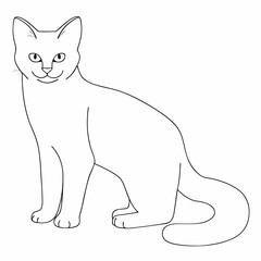 Cat coloring page simple and minimal line art illustration on white background