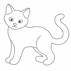 Cat coloring page simple and minimal line art illustration on white background
