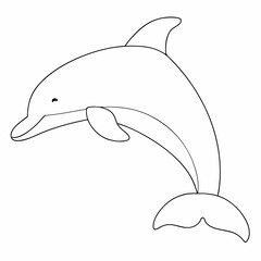 Dolphin coloring page simple and minimal line art illustration on white background