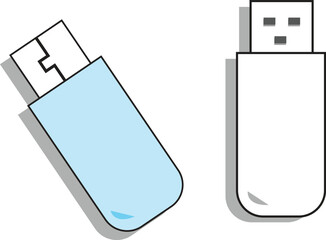 USB Flash Drive Vector Art for Representing Portable Data Storage, File Transfer, Digital Backup, and Tech Accessories
