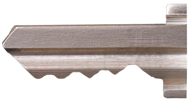 Outline of the shape of the teeth of a key on an isolated background.