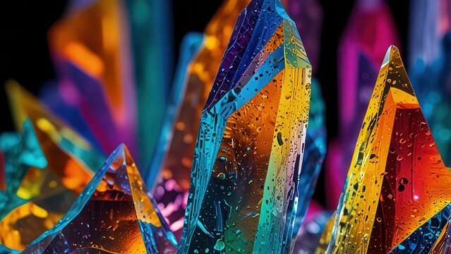 Protein Crystals Under Polarized Microscope Light, Rainbow Macro Background