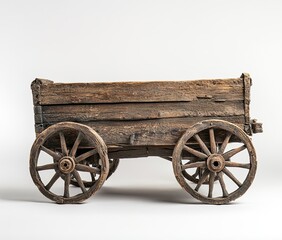 Obraz premium Aged wooden wagon, boxy, simple design (1)