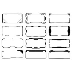 Obraz premium Futuristic HUD frames, interface windows, UI borders for vr, Futuristic User Interface, HUD frames for text, data, charts. Digital UI elements in cyberpunk style. Vector graphic box, Sci-fi windows,