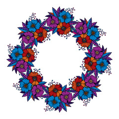 Original illustration. Floral wreath in vintage style.