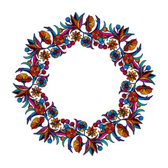 Original illustration. Floral wreath in vintage style.