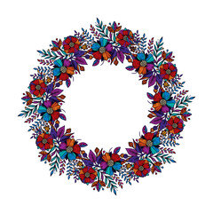 Original illustration. Floral wreath in vintage style.