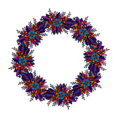 Original illustration. Floral wreath in vintage style.