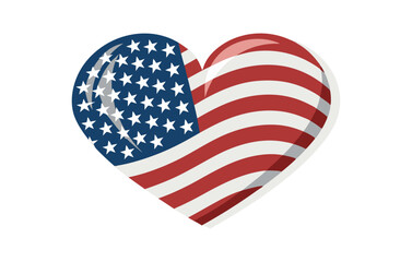American Flag Heart Shape Vector Illustration