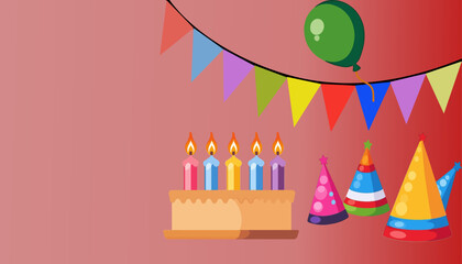 Birthday-Cake-Illustration-Colorful-Candles-Celebration-Party-Sweet-Treats-Festive-Occasion-Anniversary-Bakery-Delicious-Dessert-Vector-Graphic