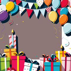 Obraz premium birthday-celebration-image-with-balloons-flags-presents-candles-and-colorful-decoration-festive-birthday-background-graphic-image-birthday-party