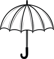 Black umbrella vector icon isolated on white background, a single object for rainy weather protection