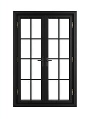 Fototapeta premium Black double door with a gridded paneled design