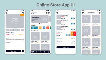 Ecommerce store app user interface for android and ios.	