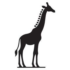 Tall Black Giraffe Silhouette Vector Illustration