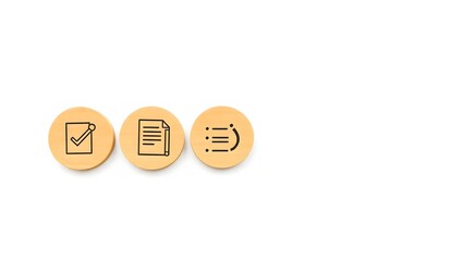 Document review and quality control process. A hand holding a magnifying glass focuses on completed, A clean and minimalistic business-themed