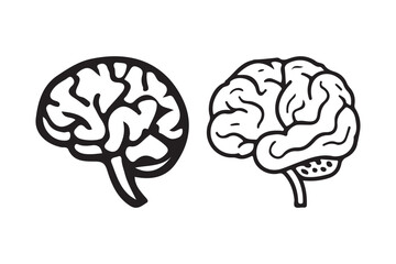 Human Brain Line Art Icons Neuroscience Vector Illustrations