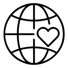 Obraz premium Globe icon with heart symbolizing love for the world 
