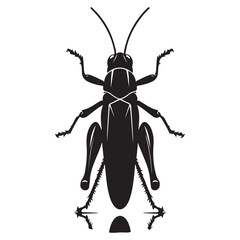 Detailed Black Grasshopper or Locust Vector Silhouette
